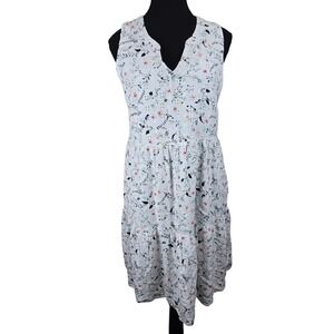 MB Women Pleated Dress Medium Floral Pleated Ruffle Bohemian Cottagecore Pockets